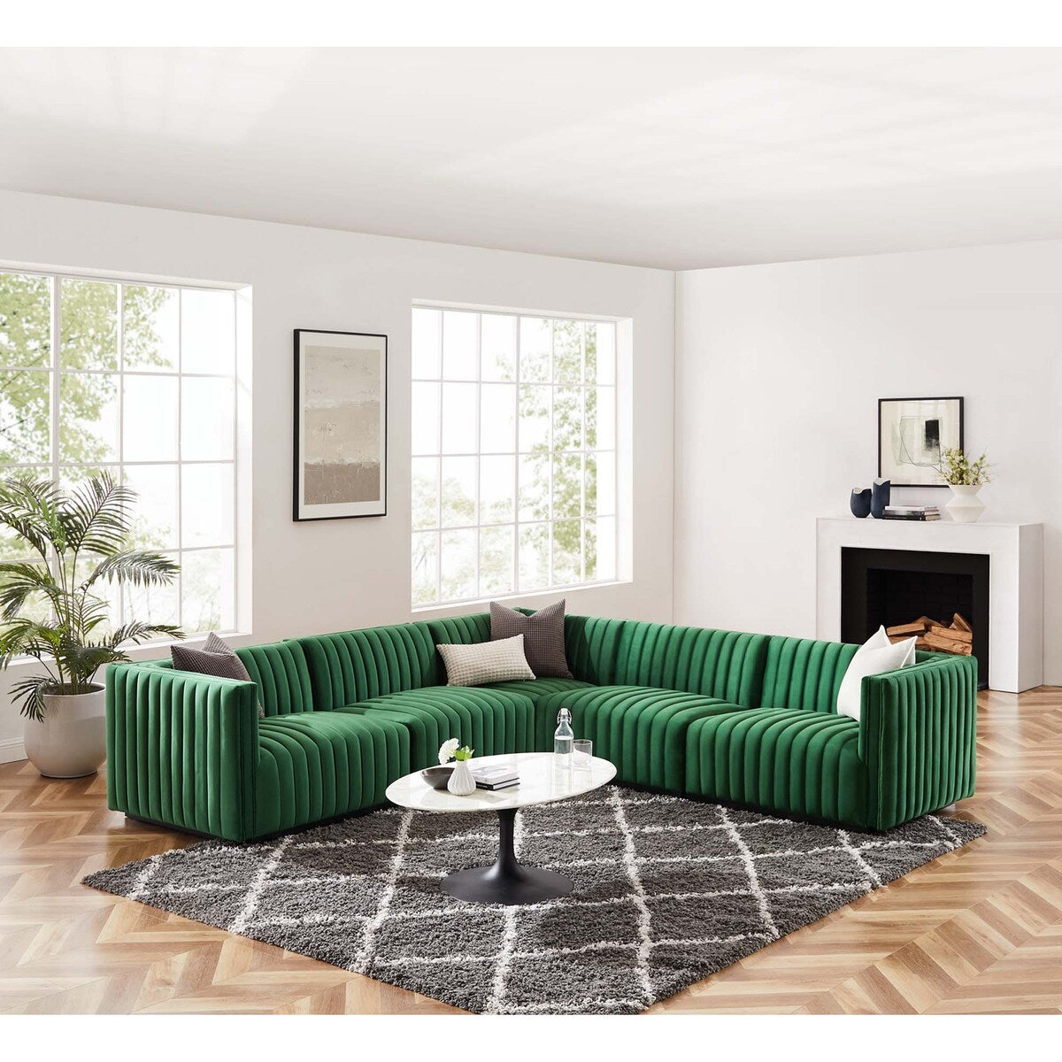 Conjure Channel Tufted Performance Velvet 5-Piece Sectional