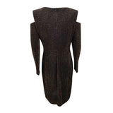 Connected Women's Cold-Shoulder Glitter Jacquard Dress (14, Black/Gold)