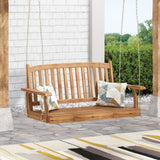 Connor Outdoor Acacia Wood Hanging Porch Swing by Christopher Knight Home