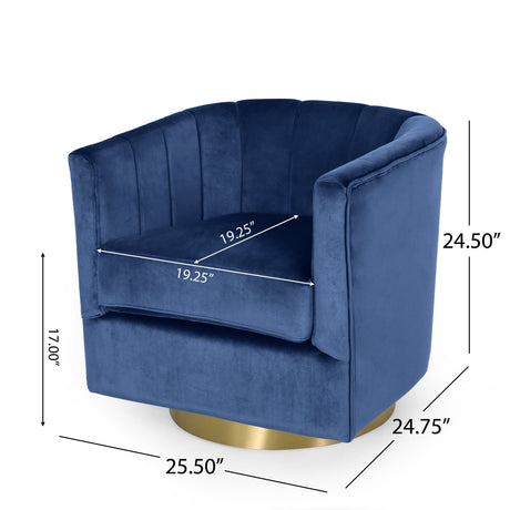 Conrail Glam Velvet Swivel Club Chair by Christopher Knight Home - 25.50" L x 24.75" W x 24.50" H