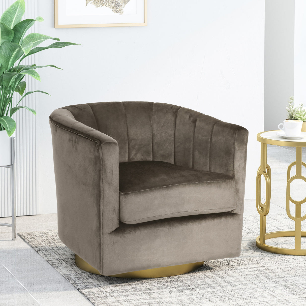 Conrail Glam Velvet Swivel Club Chair by Christopher Knight Home - 25.50" L x 24.75" W x 24.50" H