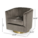 Conrail Glam Velvet Swivel Club Chair by Christopher Knight Home - 25.50" L x 24.75" W x 24.50" H