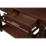 Console Sofa Table with 2 Storage Drawers and 2 Tiers Shelves,Mid-Century Style 42''Solid Wood Buffet Sideboard for Living Room
