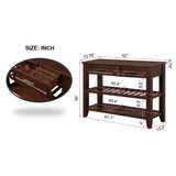 Console Sofa Table with 2 Storage Drawers and 2 Tiers Shelves,Mid-Century Style 42''Solid Wood Buffet Sideboard for Living Room