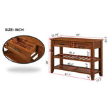 Console Sofa Table with 2 Storage Drawers and 2 Tiers Shelves,Mid-Century Style 42''Solid Wood Buffet Sideboard for Living Room