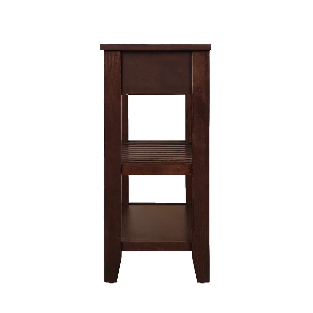 Console Sofa Table with 2 Storage Drawers and 2 Tiers Shelves,Mid-Century Style 42''Solid Wood Buffet Sideboard for Living Room