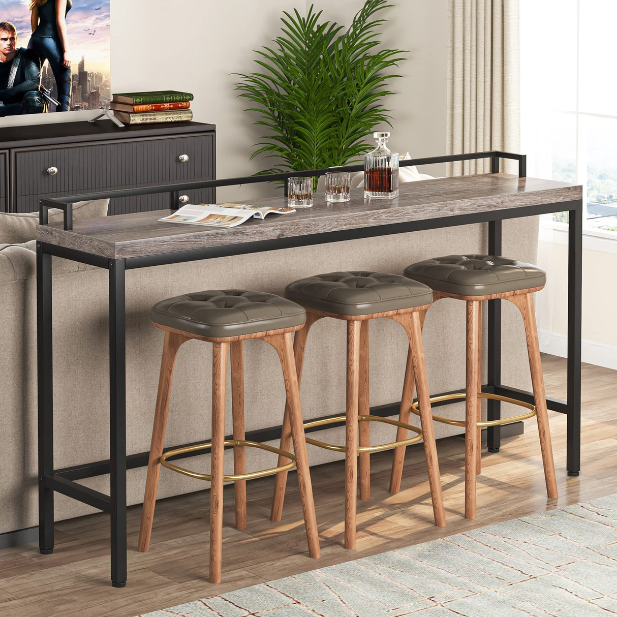 Console Table Behind Sofa Couch, 70.9 inch Long Narrow Entry Table