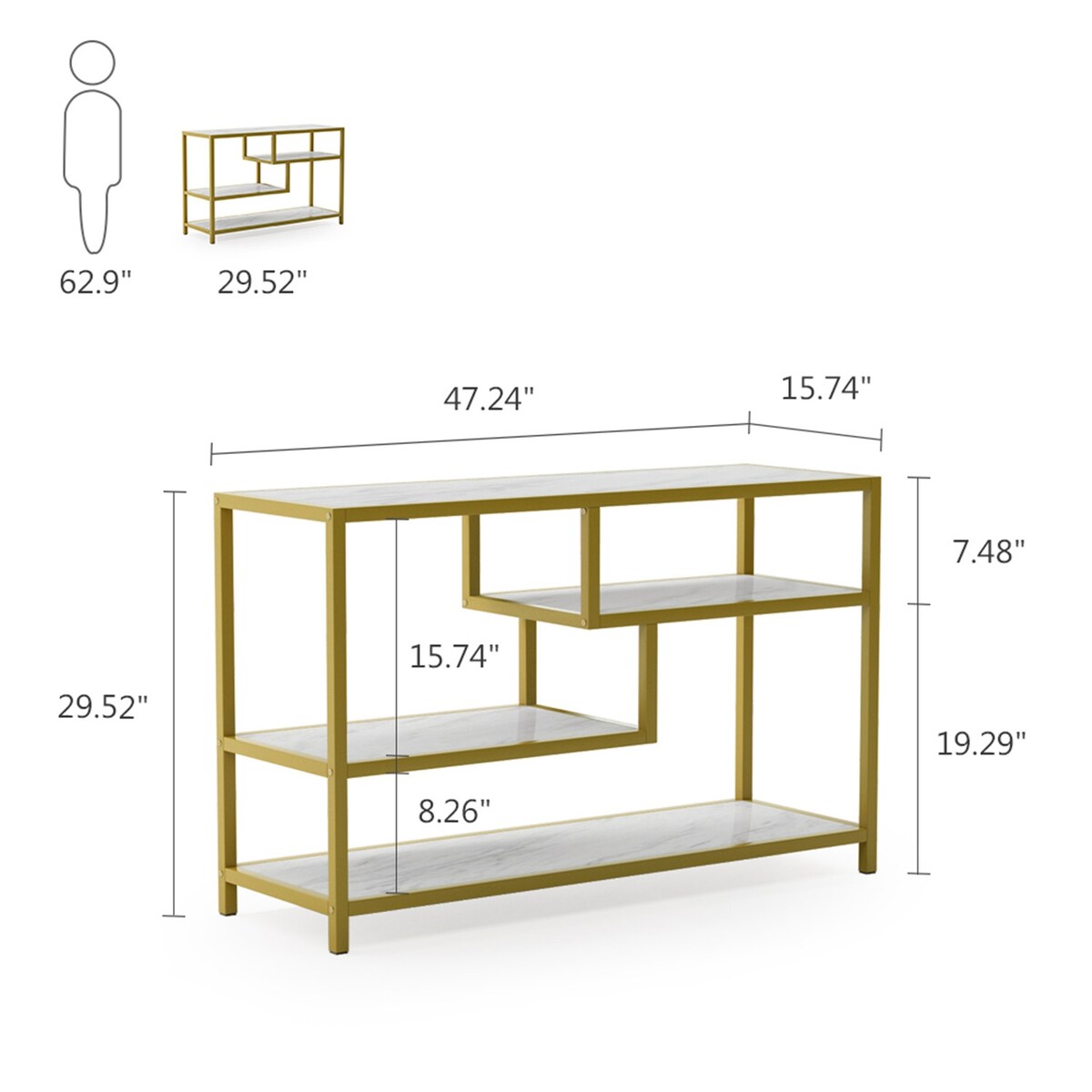 Console Table for Entryway, 3-Tier Sofa Entry Table