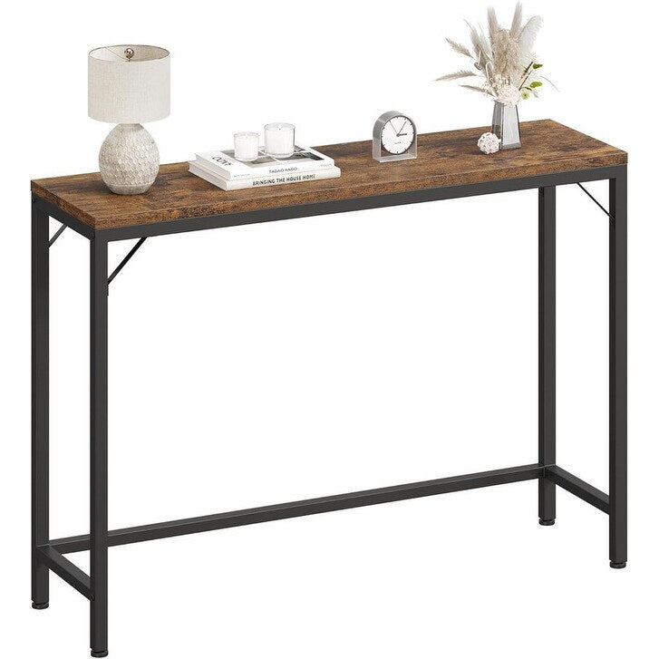 Console Table, 2-Tier Entryway Table with Storage, Narrow Sofa Table with V Design