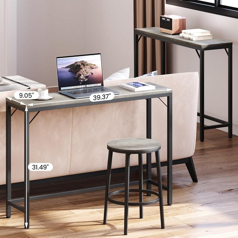 Console Table, 2-Tier Entryway Table with Storage, Narrow Sofa Table with V Design