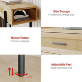 Console Table, Sofa Tables Rattan Entryway Table with Storage Drawer