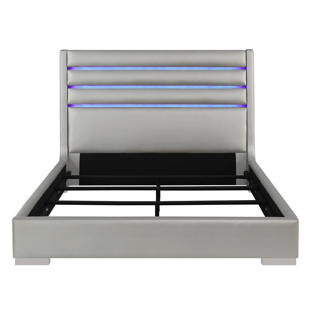 Strick & Bolton Lohan Metallic Grey Bed with LED Lights