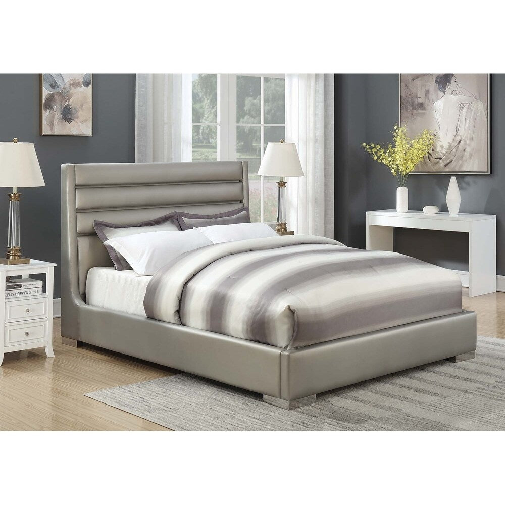 Strick & Bolton Lohan Metallic Grey Bed with LED Lights