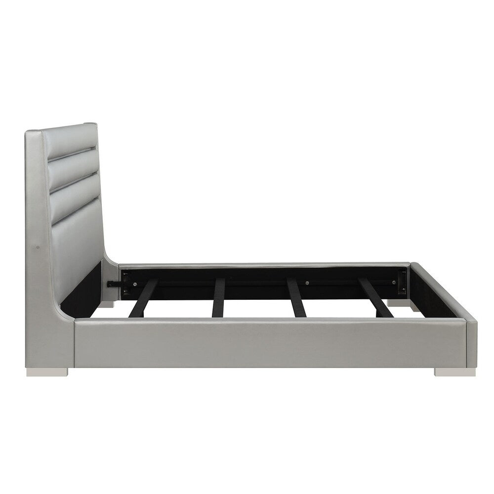Strick & Bolton Lohan Metallic Grey Bed with LED Lights