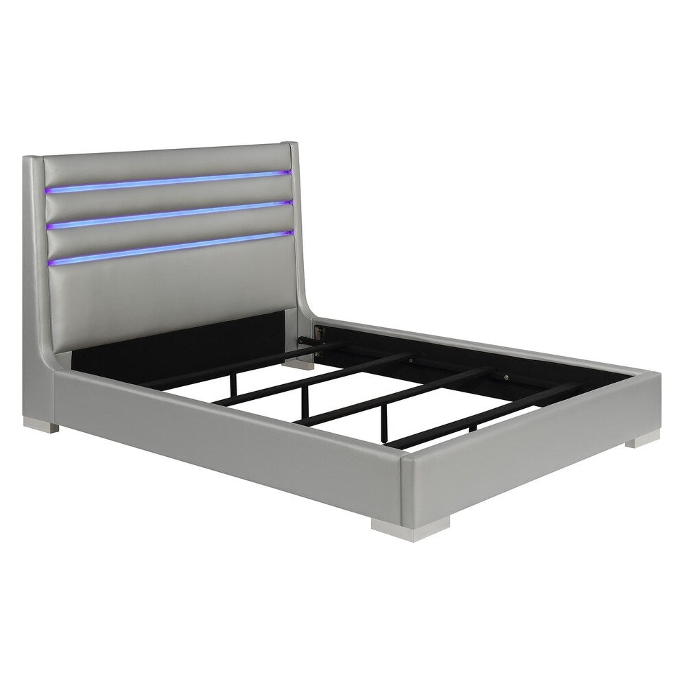 Strick & Bolton Lohan Metallic Grey Bed with LED Lights