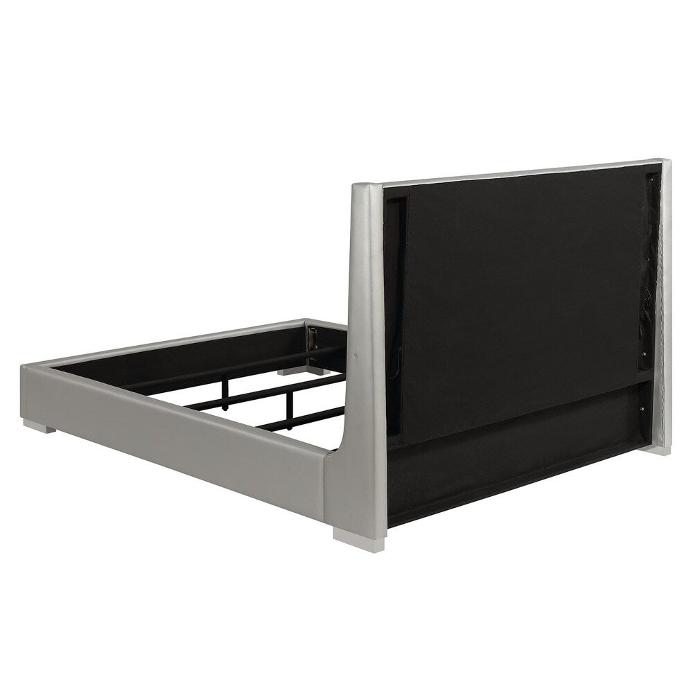 Strick & Bolton Lohan Metallic Grey Bed with LED Lights
