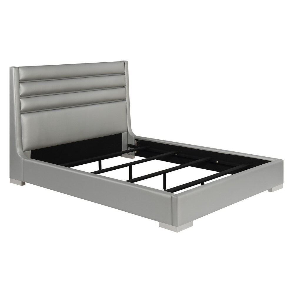 Strick & Bolton Lohan Metallic Grey Bed with LED Lights