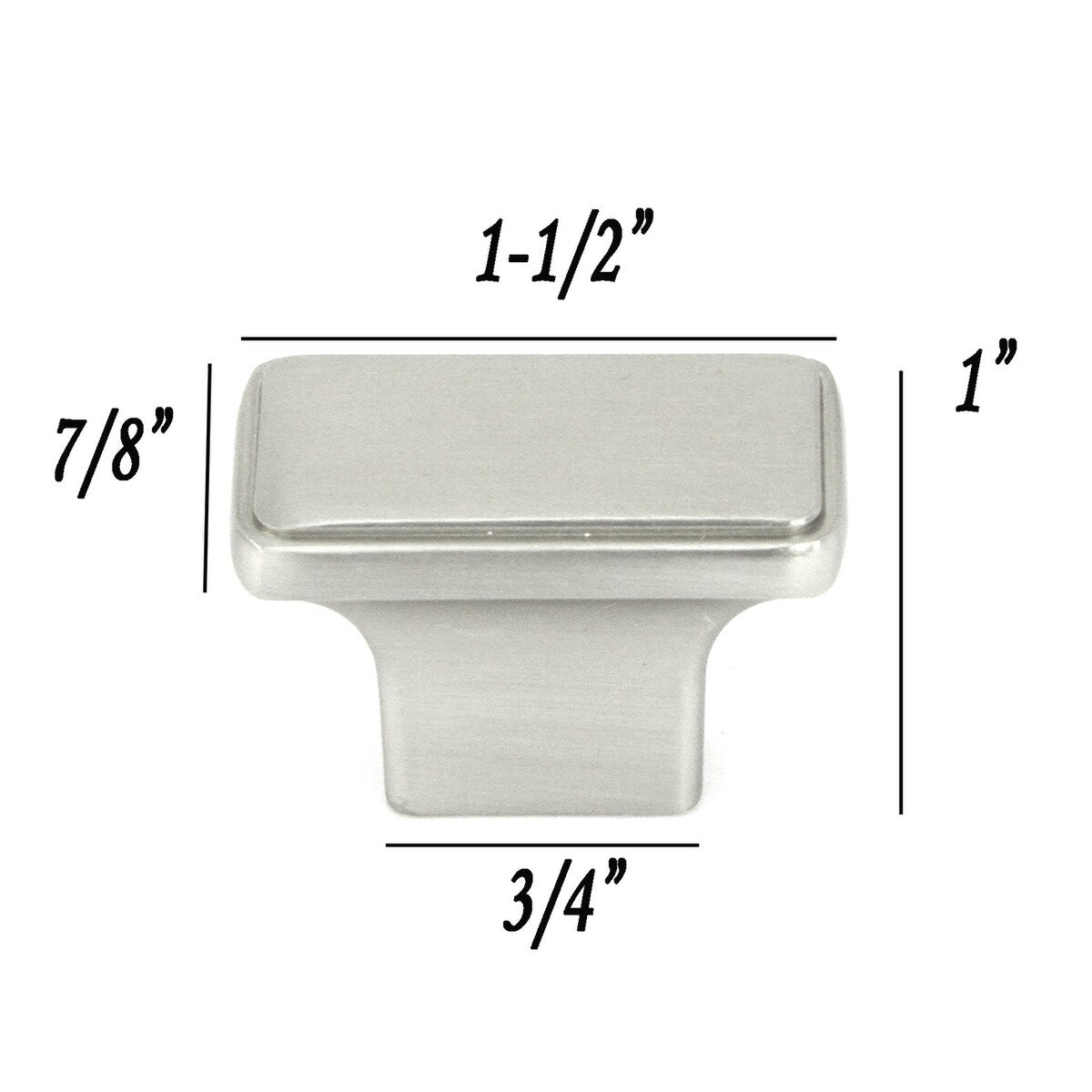 Contemporary 1-1/2-inch Nepoli Stainless Steel Brushed Nickel Finish Square Cabinet Pull Knobs - Set of 10 - 1"