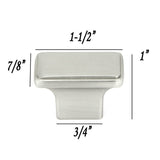 Contemporary 1-1/2-inch Nepoli Stainless Steel Brushed Nickel Finish Square Cabinet Pull Knobs - Set of 10 - 1"