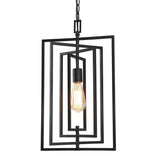 Contemporary 1-Light Black Rectangle Kitchen Island Pendant Lights - W12"xH20.4"