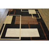 Contemporary 3D Squares Power Loomed Area Rug Beige Black Brown - 8' x 11'