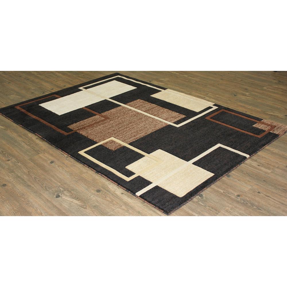 Contemporary 3D Squares Power Loomed Area Rug Beige Black Brown - 8' x 11'
