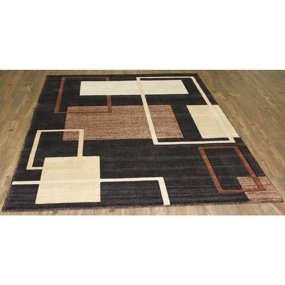 Contemporary 3D Squares Power Loomed Area Rug Beige Black Brown - 8' x 11'