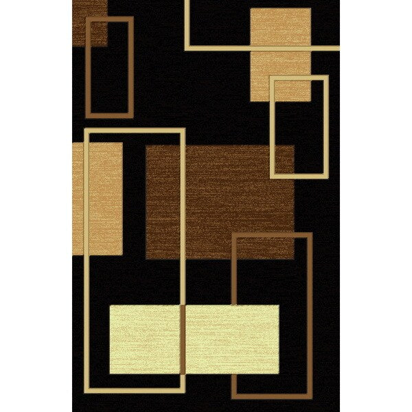 Contemporary 3D Squares Power Loomed Area Rug Beige Black Brown - 8' x 11'