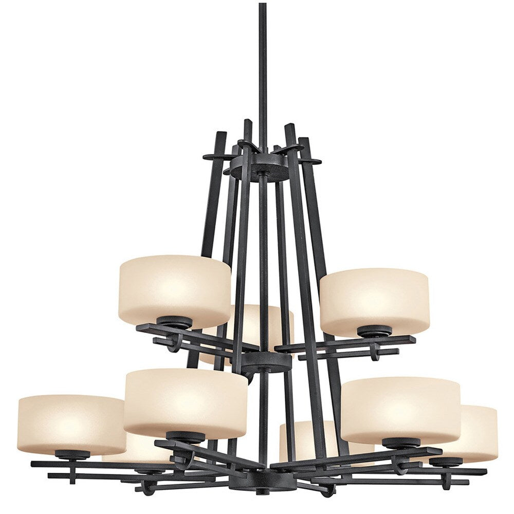 Contemporary 9-light Distressed Black Chandelier