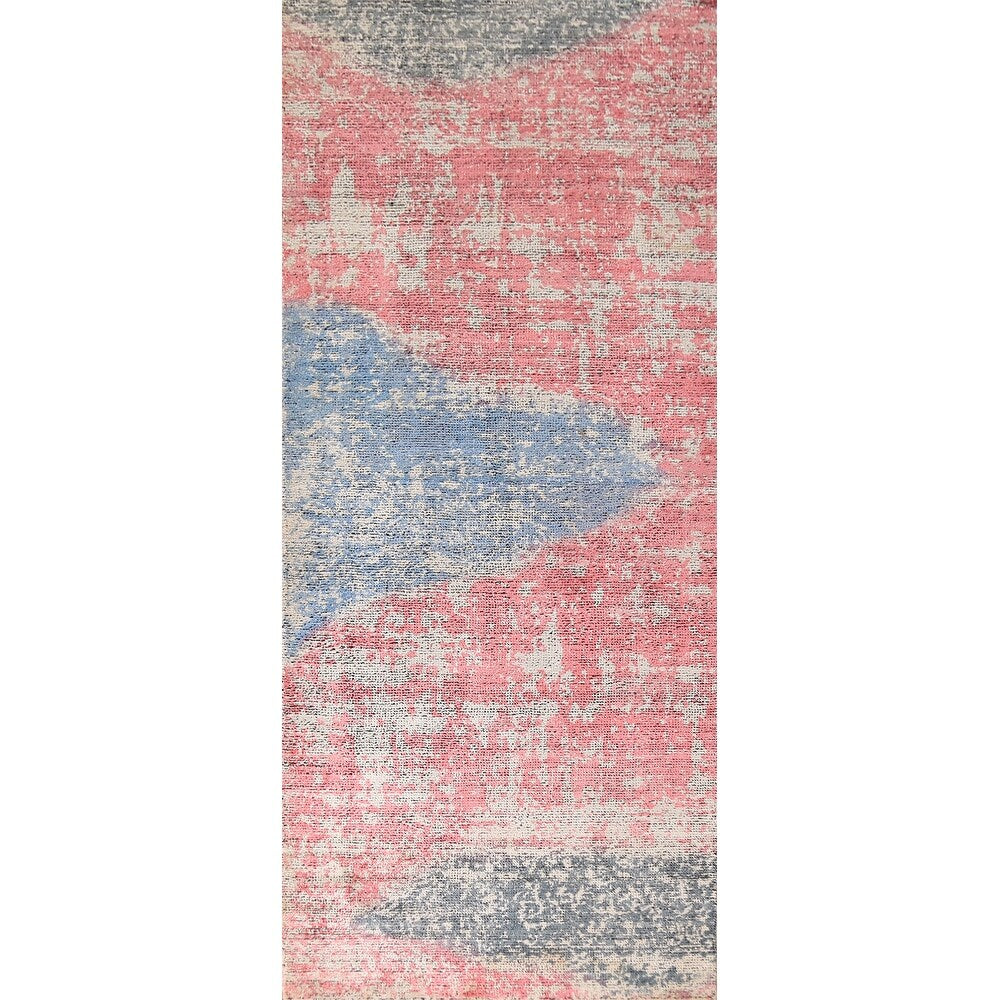 Contemporary Abstract Oriental Runner Rug Handmade Wool Carpet - 2'11"x 8'3"