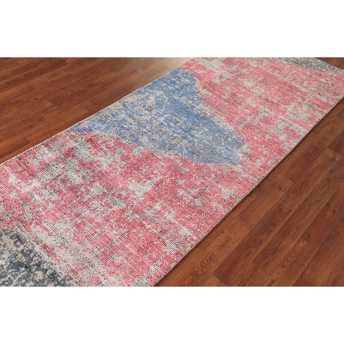 Contemporary Abstract Oriental Runner Rug Handmade Wool Carpet - 2'11"x 8'3"