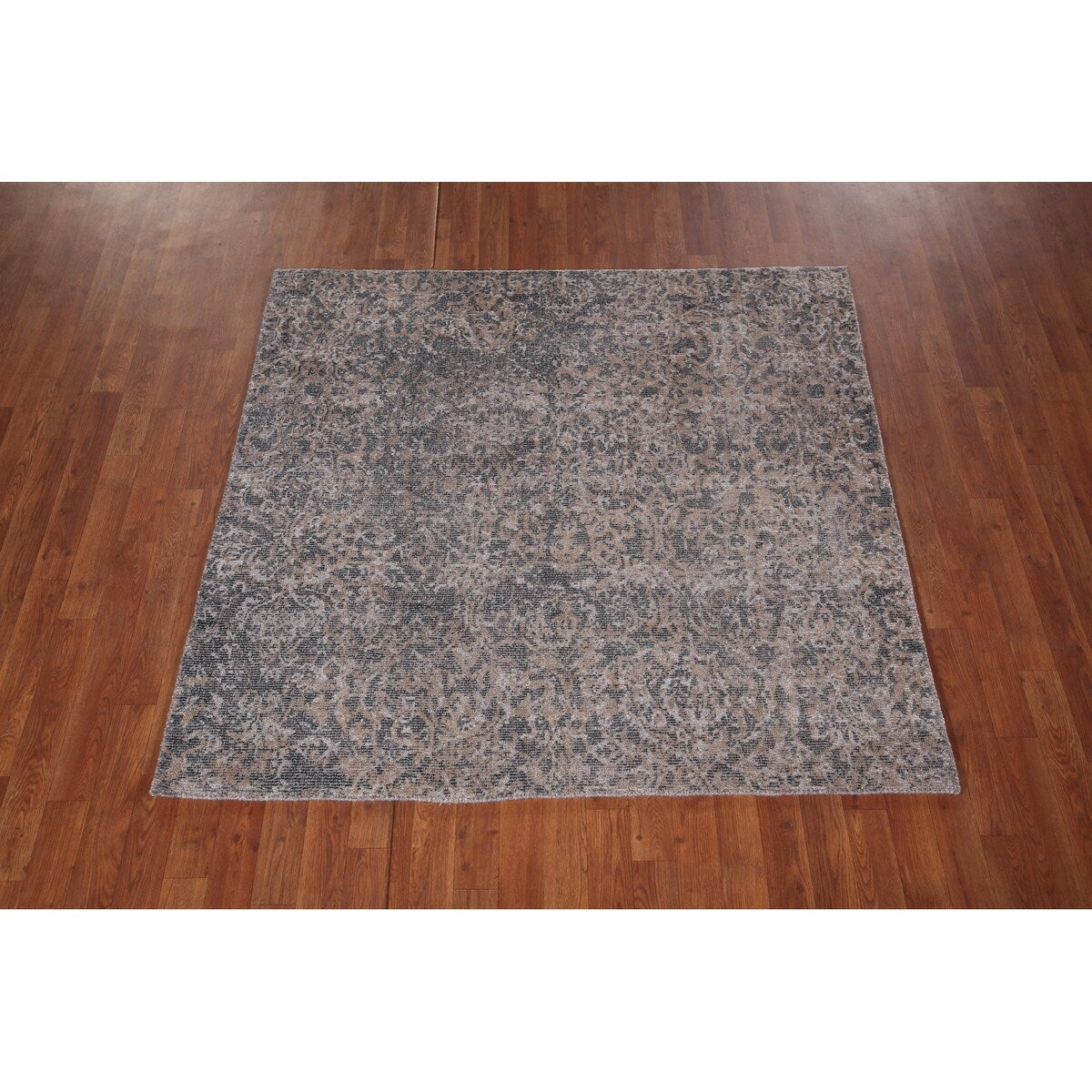 Contemporary Abstract Square Area Rug Hand-Knotted Wool Carpet - 5'2" X 4'11"
