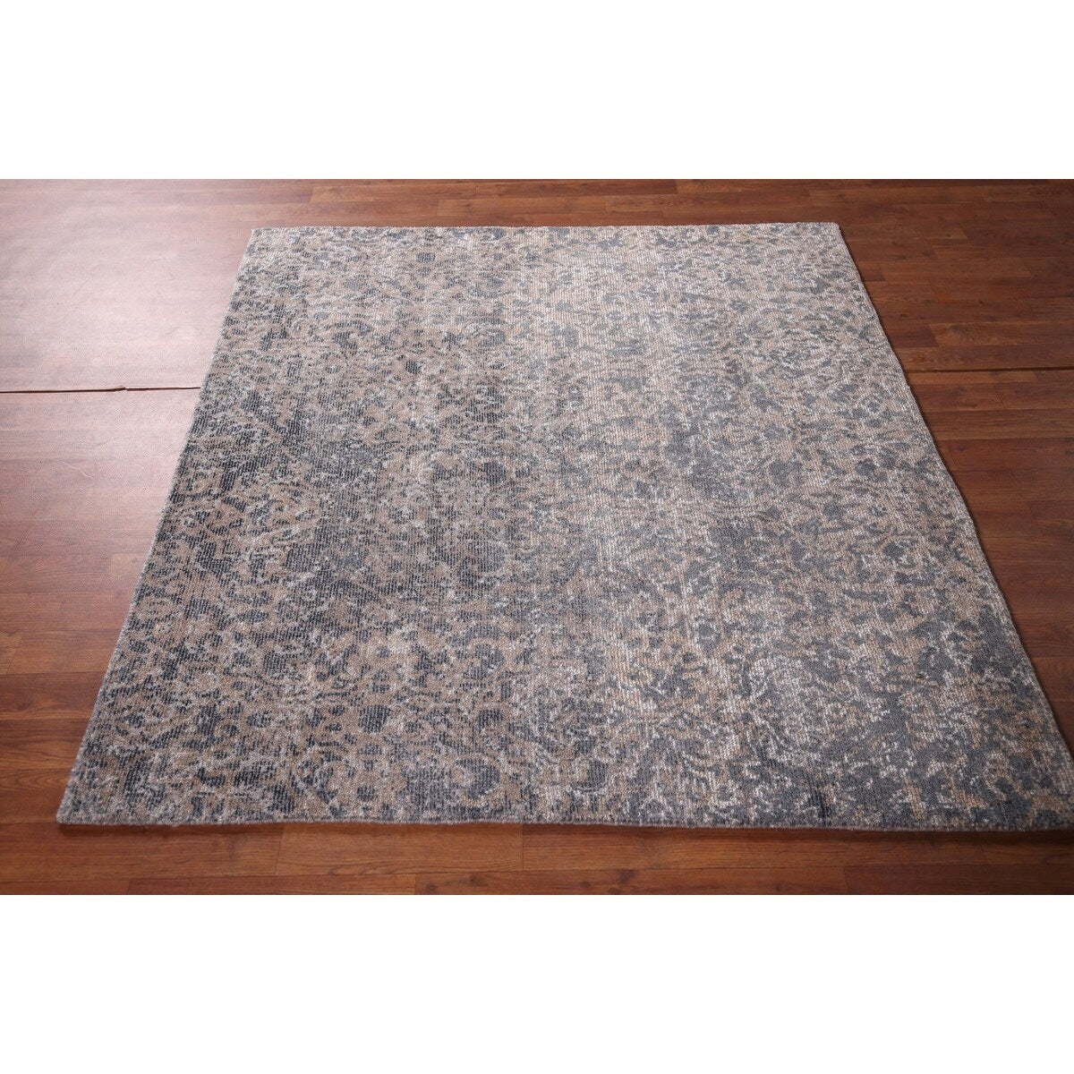 Contemporary Abstract Square Area Rug Hand-Knotted Wool Carpet - 5'2" X 4'11"