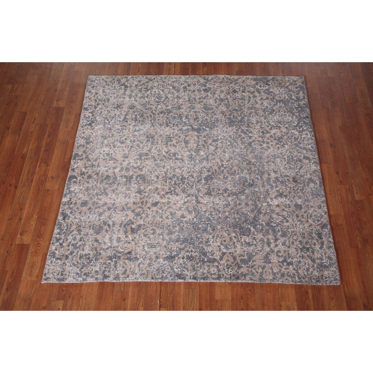 Contemporary Abstract Square Area Rug Hand-Knotted Wool Carpet - 5'2" X 4'11"