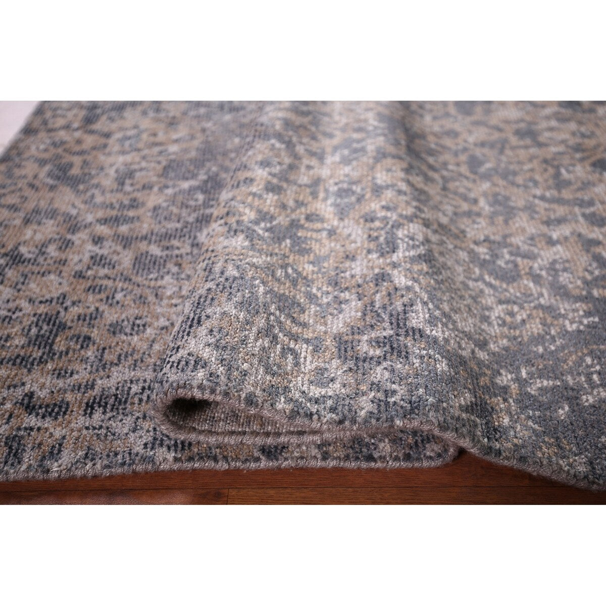 Contemporary Abstract Square Area Rug Hand-Knotted Wool Carpet - 5'2" X 4'11"
