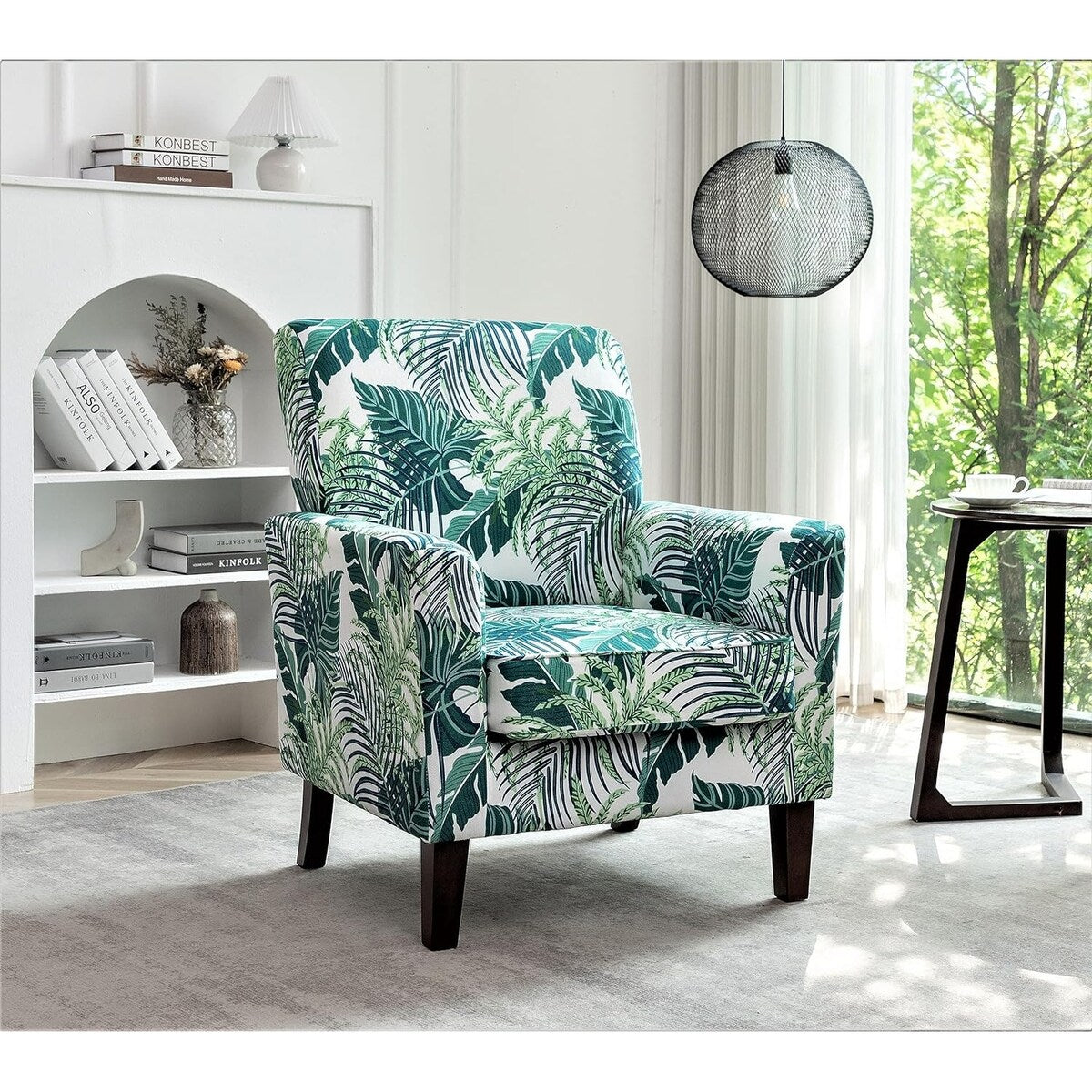Contemporary Accent Arm Chair with Birch Wood Frame and Microfiber Upholstery