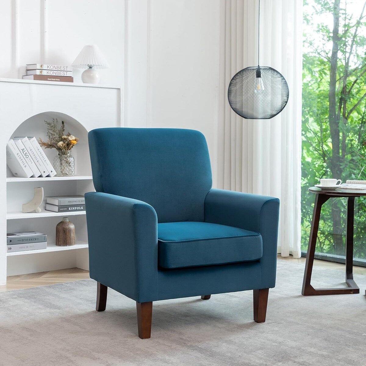 Contemporary Accent Arm Chair with Birch Wood Frame and Microfiber Upholstery