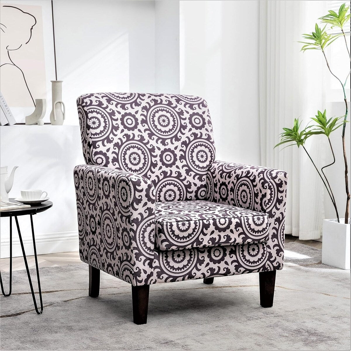 Contemporary Accent Arm Chair with Birch Wood Frame and Microfiber Upholstery