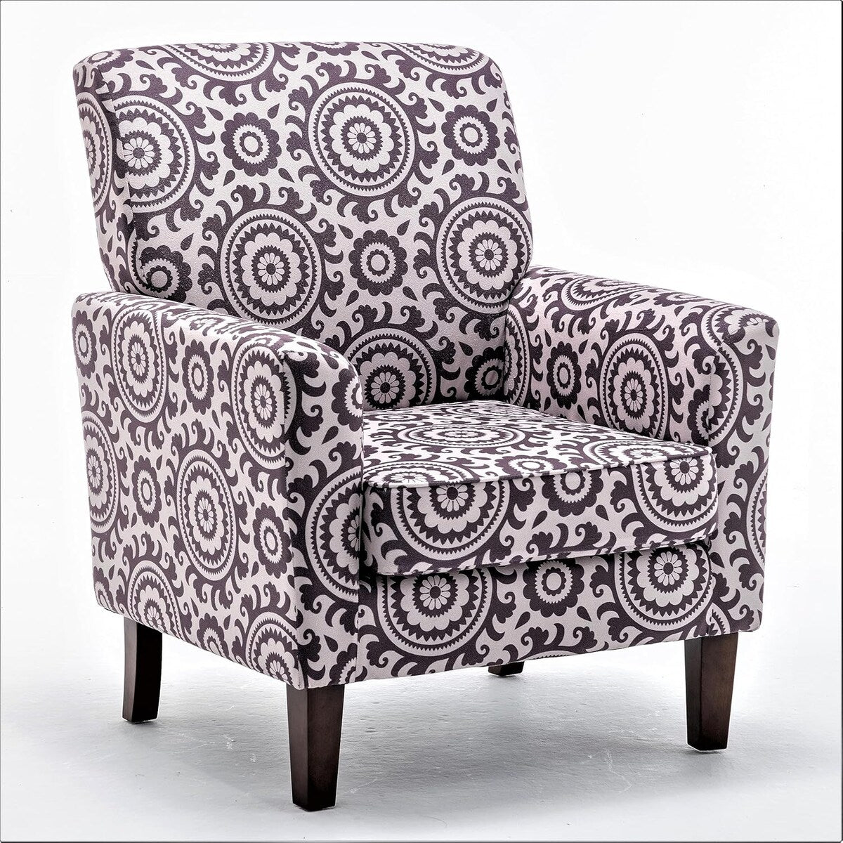 Contemporary Accent Arm Chair with Birch Wood Frame and Microfiber Upholstery