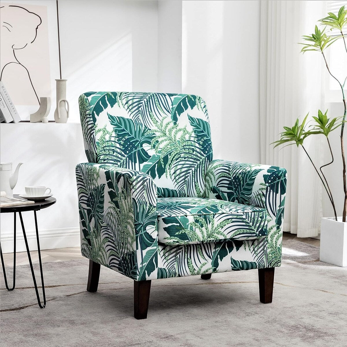 Contemporary Accent Arm Chair with Birch Wood Frame and Microfiber Upholstery