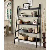 Contemporary Black Leaning Ladder 5 Tier Bookcase