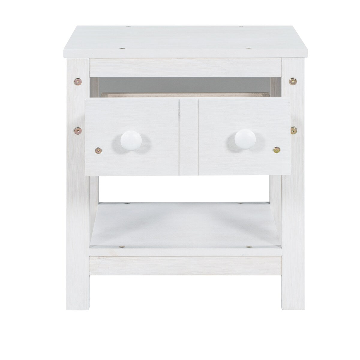 Contemporary Brushed Wooden Nightstand with Drawer and Shelf - Sleek Bedside Table Set for Clutter-Free Storage in Any Room