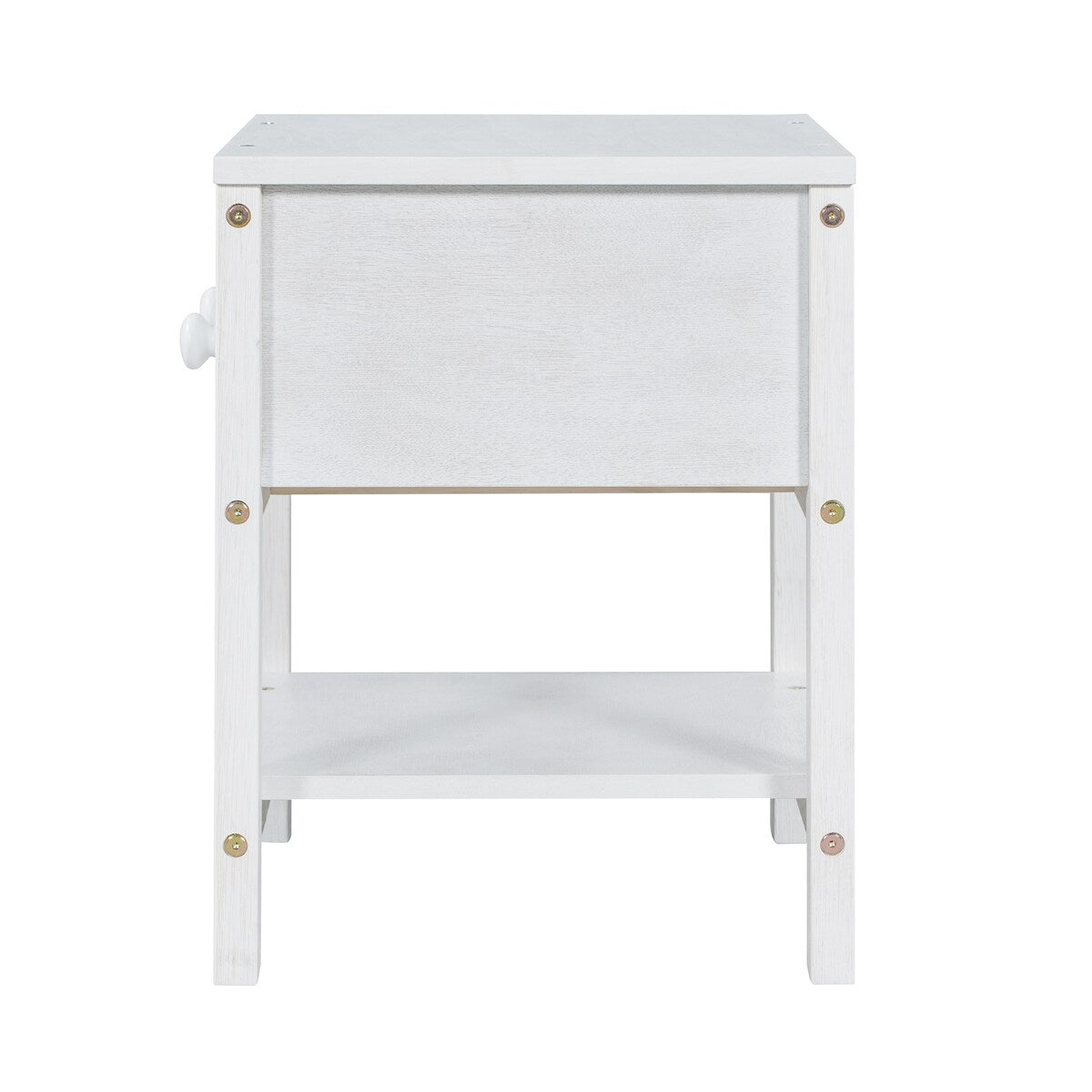 Contemporary Brushed Wooden Nightstand with Drawer and Shelf - Sleek Bedside Table Set for Clutter-Free Storage in Any Room