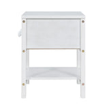 Contemporary Brushed Wooden Nightstand with Drawer and Shelf - Sleek Bedside Table Set for Clutter-Free Storage in Any Room