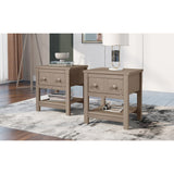 Contemporary Brushed Wooden Nightstand with Drawer and Shelf - Sleek Bedside Table Set for Clutter-Free Storage in Any Room
