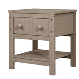 Contemporary Brushed Wooden Nightstand with Drawer and Shelf - Sleek Bedside Table Set for Clutter-Free Storage in Any Room
