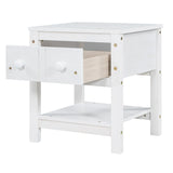 Contemporary Brushed Wooden Nightstand with Drawer and Shelf - Sleek Bedside Table Set for Clutter-Free Storage in Any Room