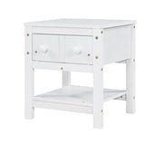 Contemporary Brushed Wooden Nightstand with Drawer and Shelf - Sleek Bedside Table Set for Clutter-Free Storage in Any Room