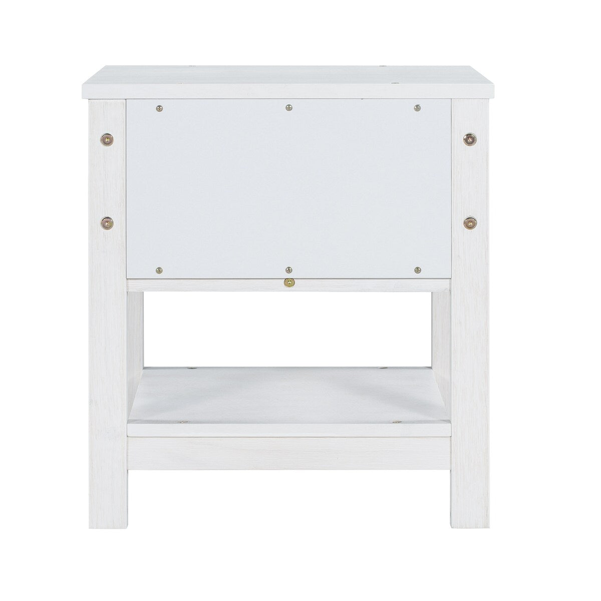 Contemporary Brushed Wooden Nightstand with Drawer and Shelf - Sleek Bedside Table Set for Clutter-Free Storage in Any Room