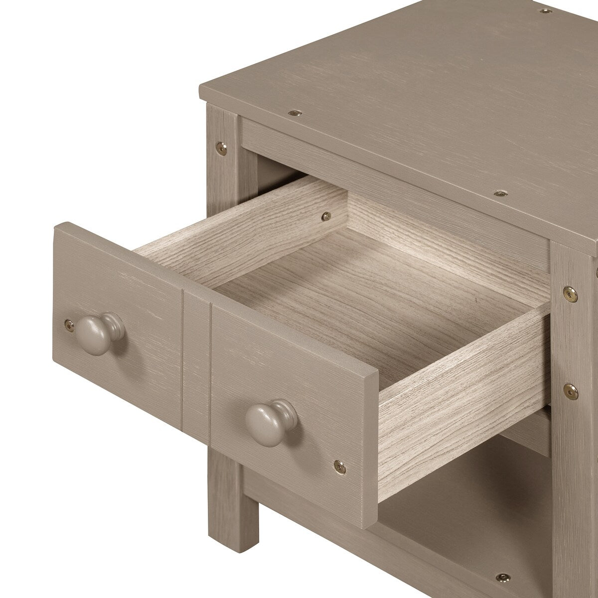 Contemporary Brushed Wooden Nightstand with Drawer and Shelf - Sleek Bedside Table Set for Clutter-Free Storage in Any Room